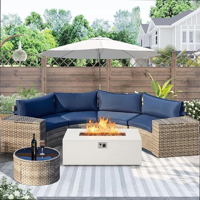 ECOTOUGE 8-Piece Half-Moon Curved Patio Furniture Set by ECOTOUGE