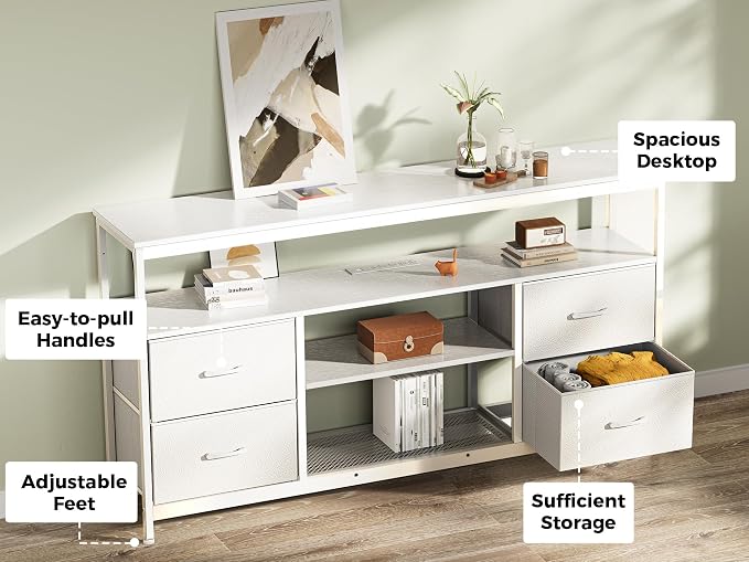 Huuger TV Stand Dresser with Power Outlets and LED Lights, 4 Drawers - Image 7