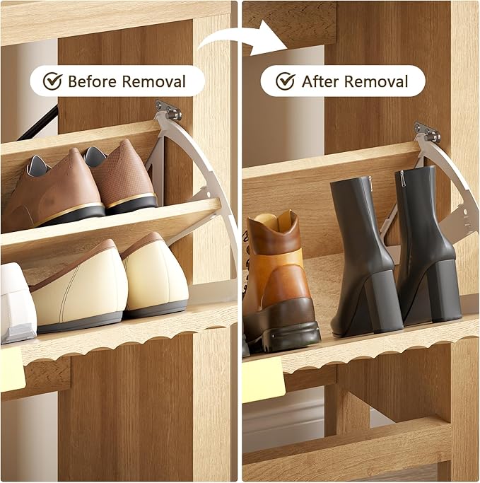 YOMILUVE Shoe Cabinet Storage for Entryway, Fluted Shoe Cabinet - Image 6