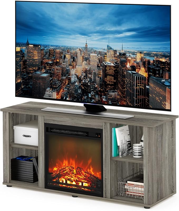 Furinno Jensen Fireplace Entertainment Center TV Stand by Furinno-FitsYourSpaceFitsYourBudget