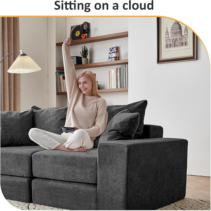 Modular Sectional Loveaeat Cloud Sofa, Boneless Couch - Image 8