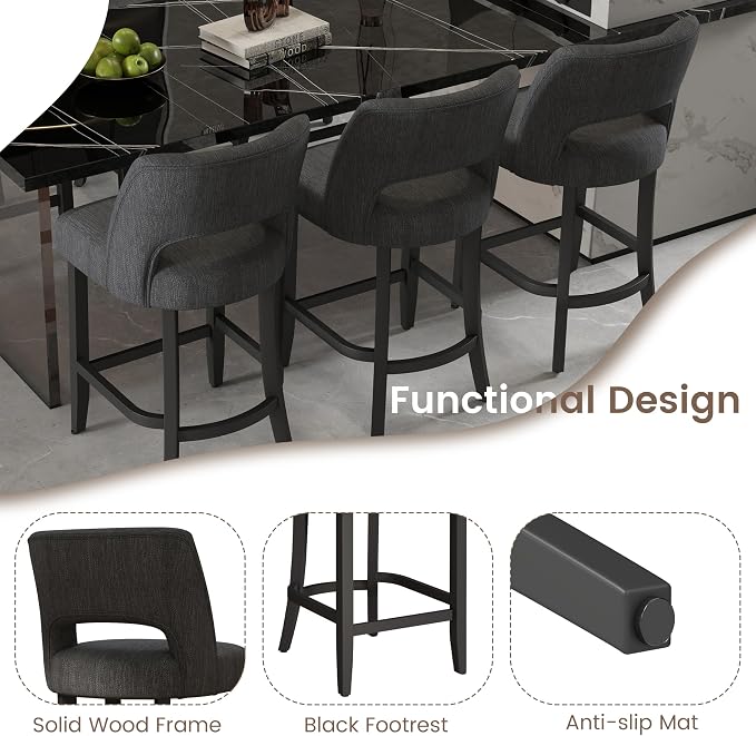 VKNOW Bar Stools Set of 6, Modern Counter Stools - Image 7