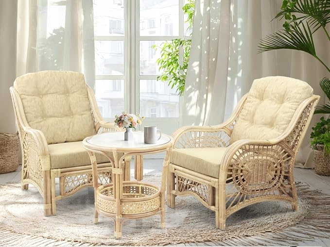 Malibu Lounge Living Accent Armchair Natural Rattan Wicker Handmade Design - Image 6