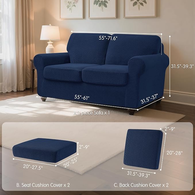 SUBRTEX 5 Pieces Stretch Sofa Slipcover Sets Couch Cover Sets Backrest Cushion - Image 3