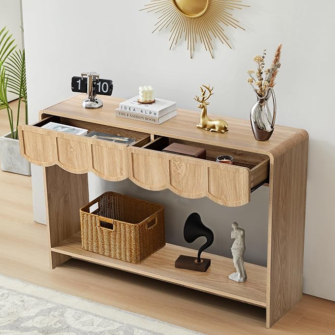 ORRD Console Table with Drawers, Mid-Century 43 Inches Narrow Entryway Table - Image 7