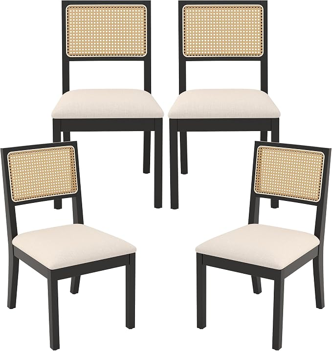 Westice Rattan Dining Chairs Set of 4, Farmhouse Natural Dining Room Chairs by ChairsforHomeLivingRoom