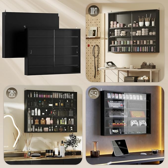 HOMCOM 5-Tier Display Cabinet, Glass Door Cabinet - Image 7
