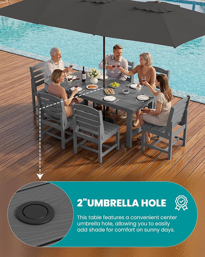SERWALL Patio Dining Sets for 6 Person, HDPE Dining Set - Image 3