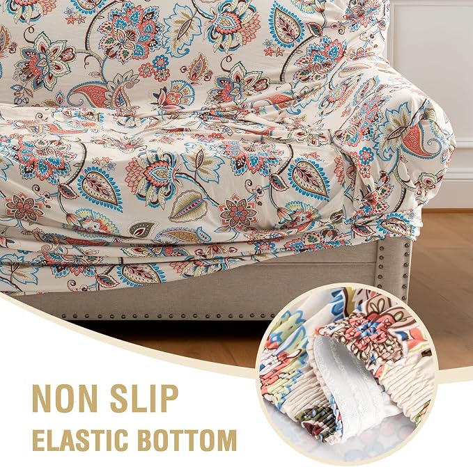 H.VERSAILTEX Floral Pattern Couch Cover Printed Sofa Covers Washable High - Image 7