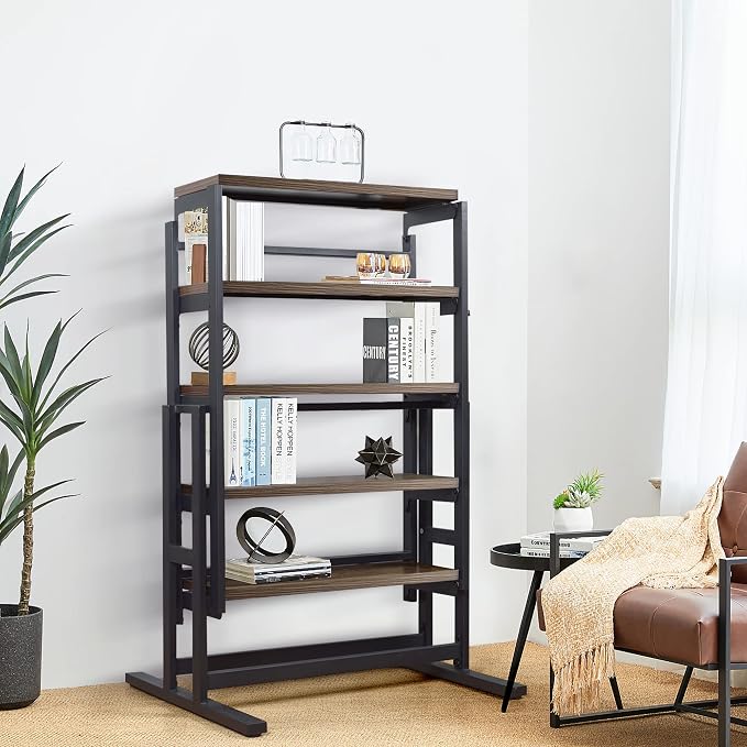 Convertible Dining Table, 2 in 1 Bookshelf to Kitchen Table, Space Saving - Image 5