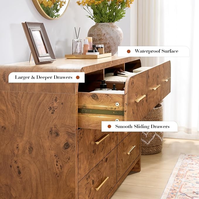 Curved 7-Drawer Dresser for Bedroom, 53.82" Wide Modern Chest of Drawers - Image 7
