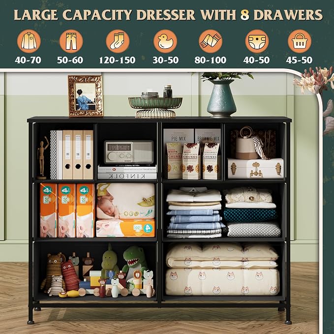 WLIVE Dresser for Bedroom with 8 Drawers, Wide Fabric Dresser for Storage and - Image 4