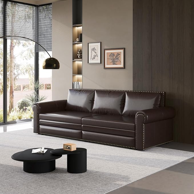 Faux Leather Sleeper Sofa Couch - Image 3