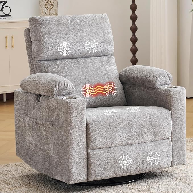 Oversized Power Recliner Chair Swivel Glider by Rhevoy