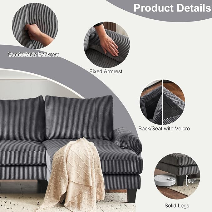 Karl home U-Shape Sectional Sofa Couch 111" Modern 4-Seat Sofa - Image 4