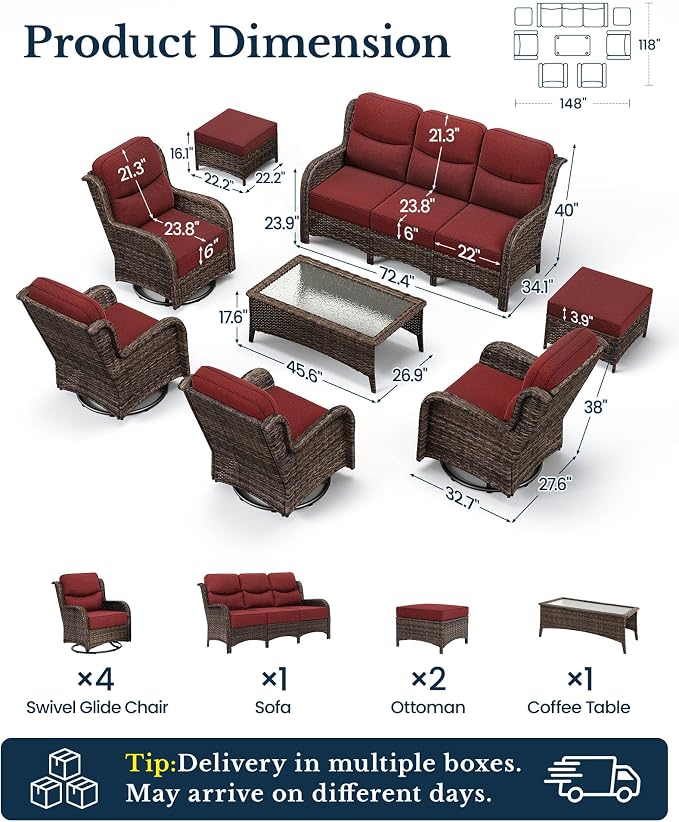 HILLGA Luxury High Back Patio Furniture Set - Image 8