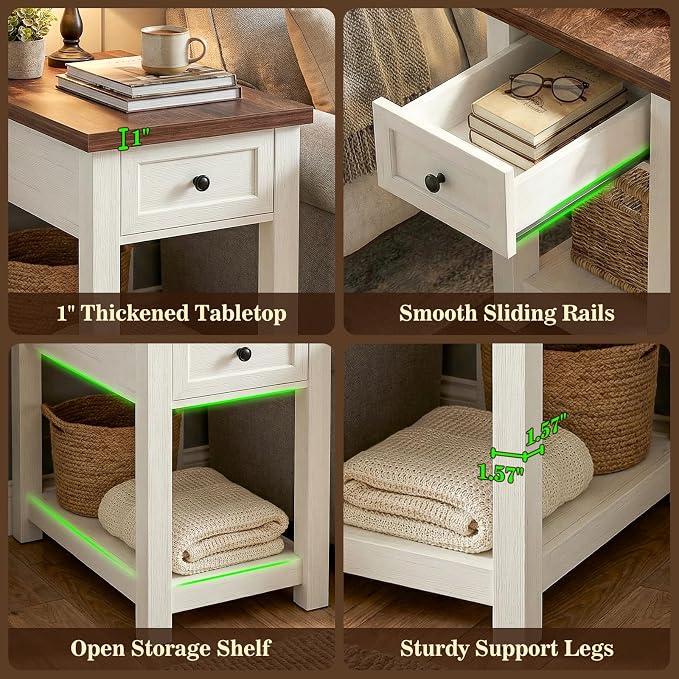 Narrow End Table Set of 2 with Charging Station - Image 8