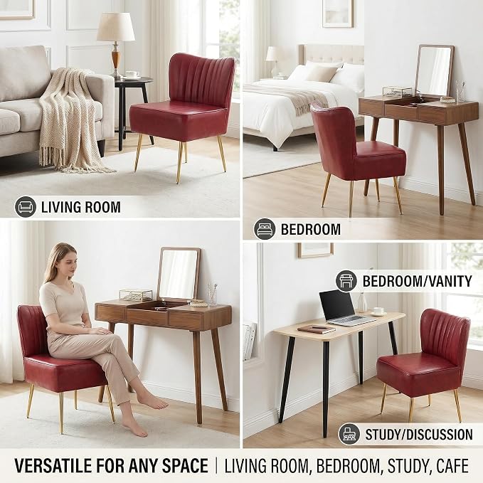 Modern Leather Accent Chair Single 1 Pack, Vintage Slipper Chair - Image 4