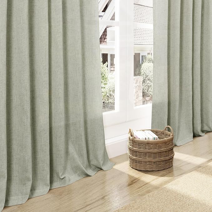Green Linen Curtains 102 Inches Long - Image 7