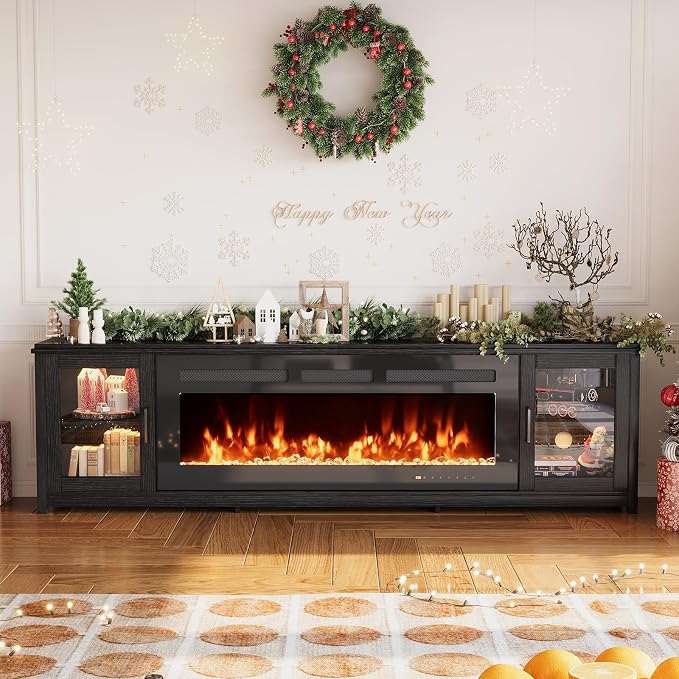 MXV 80" Fireplace TV Stand, Modern Entertainment Center - Image 8