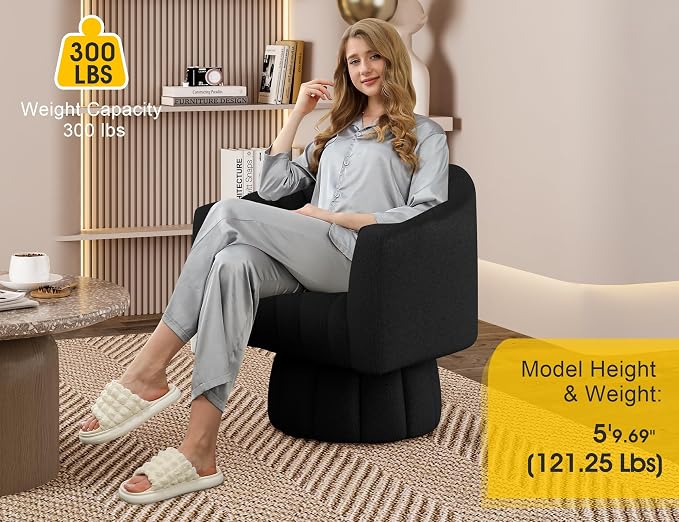 Dewhut Swivel Accent Chair, 360° Swivel Barrel Chair - Image 3