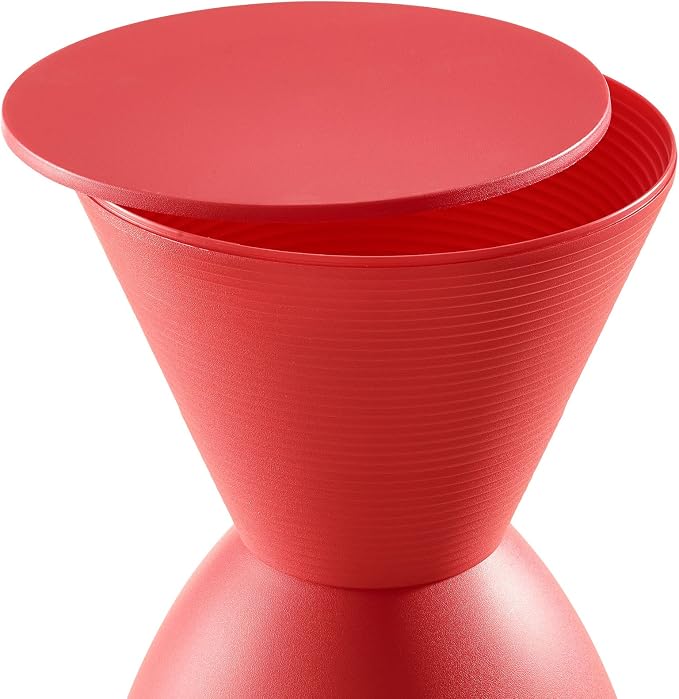 Modway Haste Contemporary Modern Hourglass Accent Stool in Red - Image 5