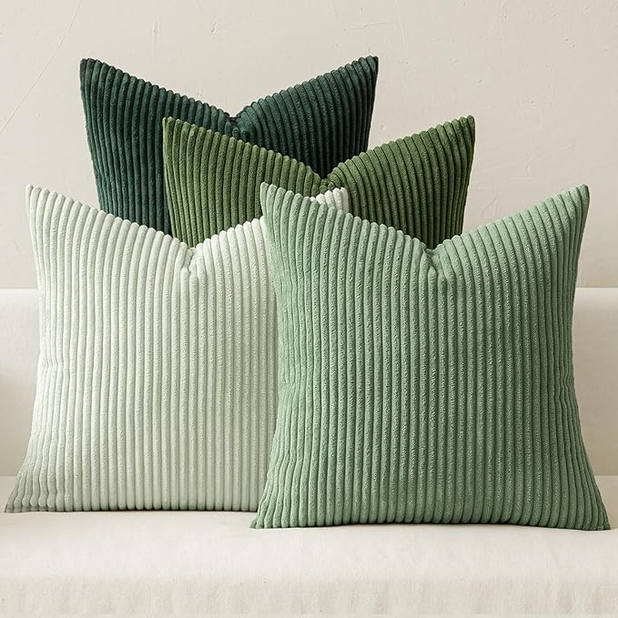 MIULEE Boho Farmhouse Sage Green Throw Pillow Covers 24x24 Inch Set of 4 by MIULEE