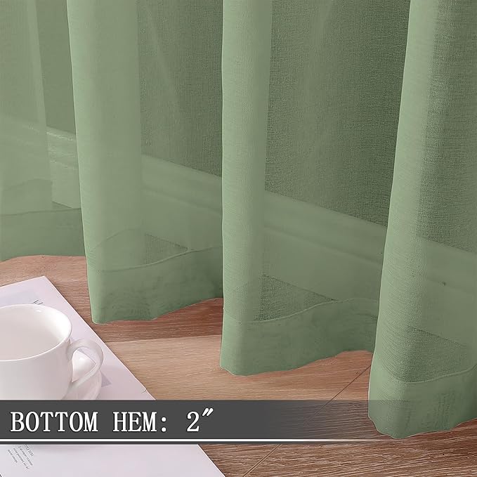 Tollpiz Sheer Curtains Living Room Linen Textured Curtain Sheers Light - Image 4