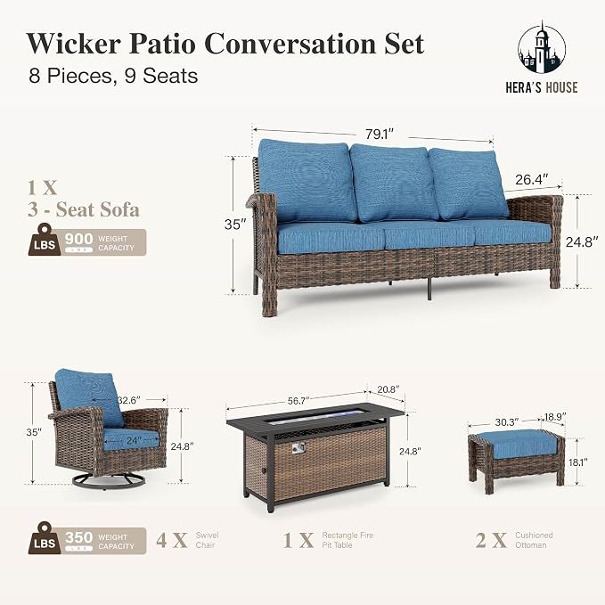 HERA'S HOUSE 8-Piece Outdoor Furniture Set - Image 2