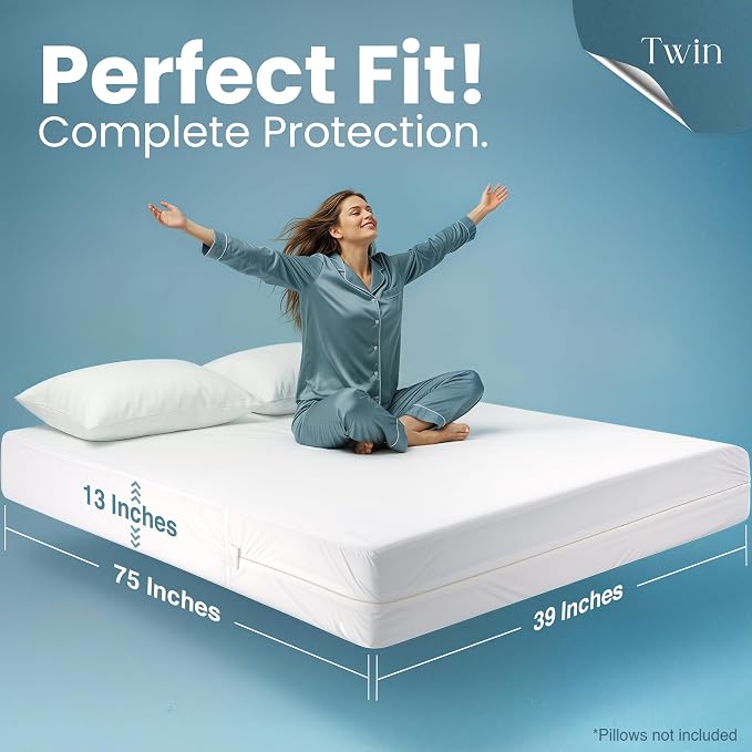 Utopia Bedding Mattress Protector Zippered Twin Size, 100% Waterproof Bed Bug - Image 2