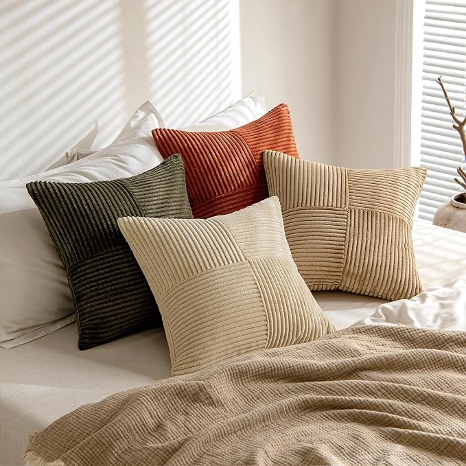 MIULEE Rust-Olive Green Decorative Throw Pillow Covers 18x18 Inch Set of 4 Boho - Image 4