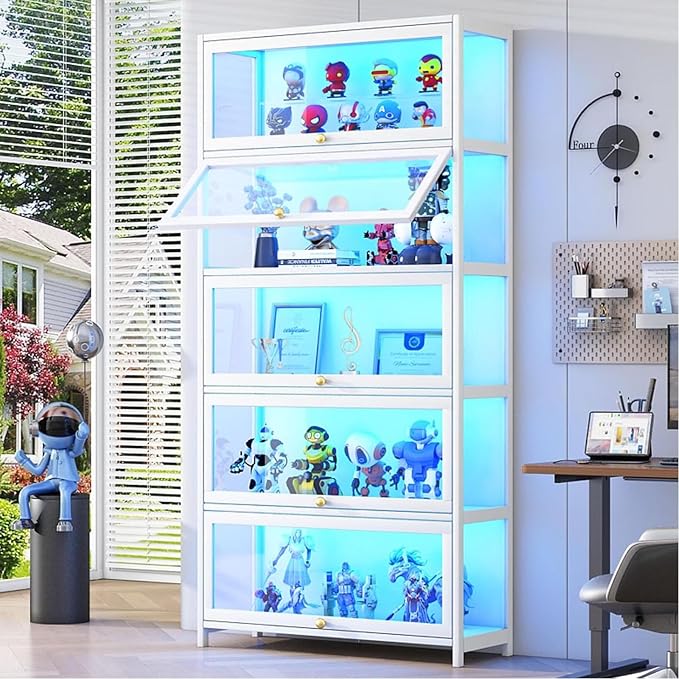 Display Cabinet with Acrylic Glass Doors 67.7'' Tall Curio Cabinet - Image 7