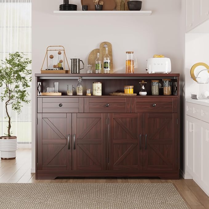 Befrases 52" L Modern Farmhouse Sideboard Buffet Cabinet, Kitchen Pantry Hutch - Image 4