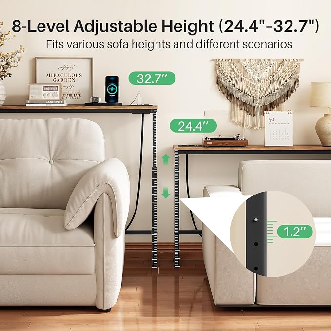 Kitstorack 2-Pack Rustic Brown Console Table, 7.9" Deep Panel, Adjustable - Image 4
