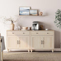 WAMPAT Buffet Cabinet with 4 Doors and 2 Drawers, Large Coffee Bar Table Wood by WAMPAT
