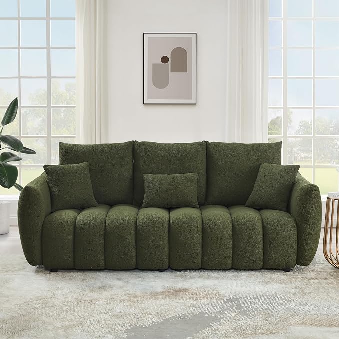 Antetek 78" Modern Sofa Couch, Comfy Deep Seat Teddy Cloud Sofa, Upholstered - Image 8