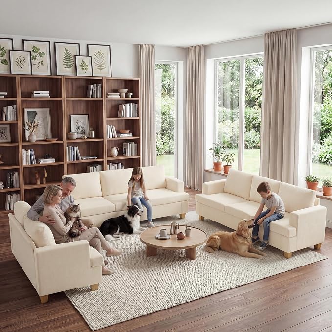 Apicizon 3 Pieces Couch Set Living Room Furniture Sets, Loveseat Sofa & 3 - Image 8
