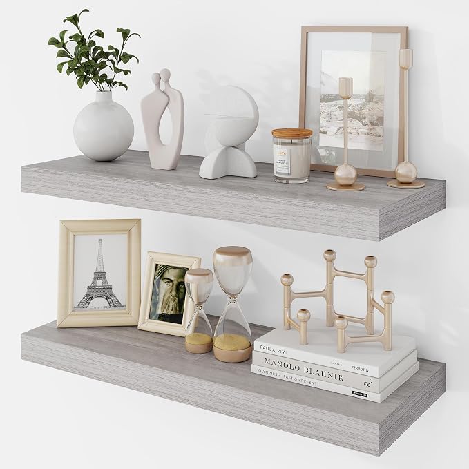 Acovy 24 Inch Floating Shelves, 9.3" Deep Floating Shelf Wall Mounted, Rustic by Acovy
