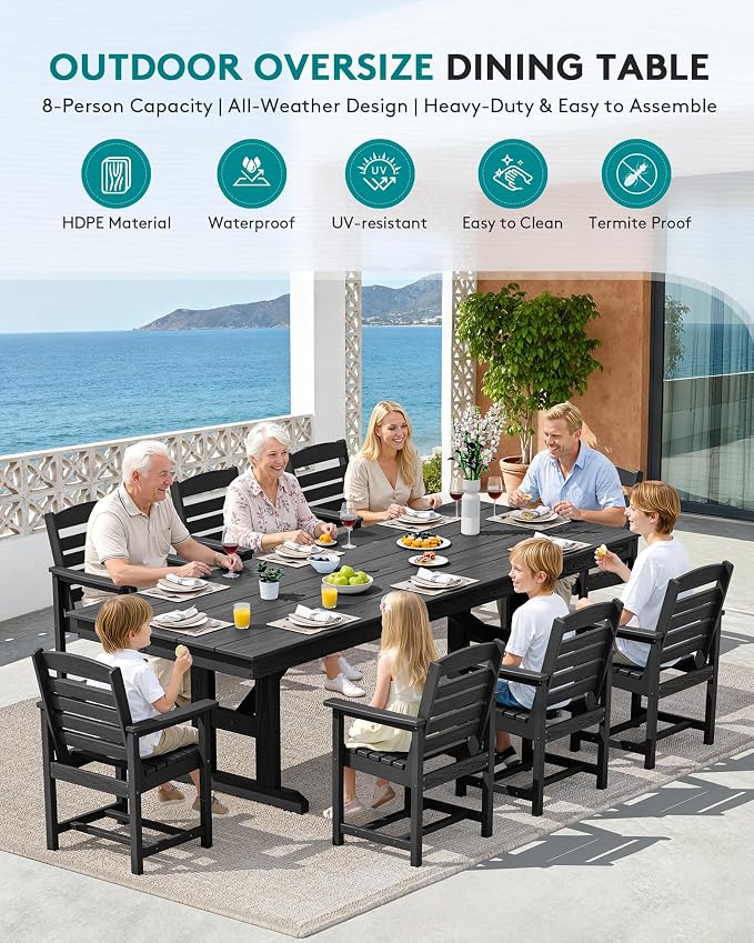 SERWALL 9 Piece Outdoor Dining Set - Image 8
