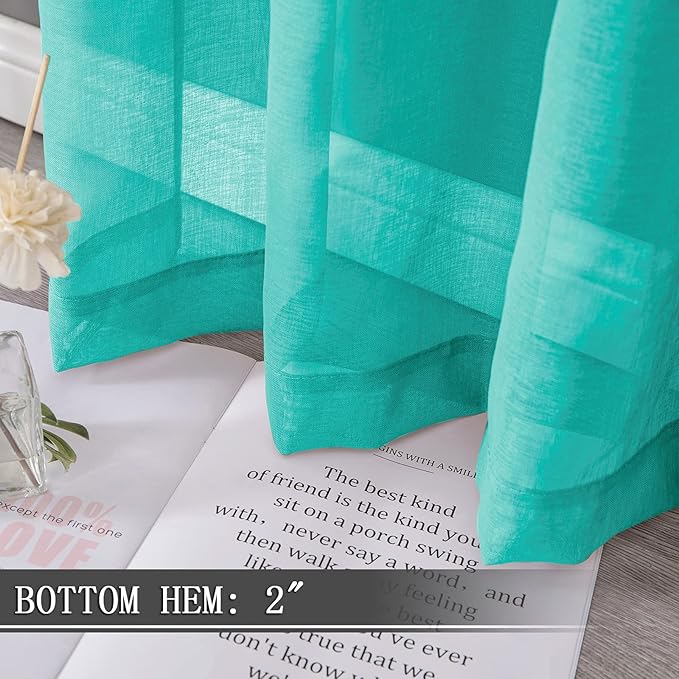 Tollpiz Sheer Curtains Linen Textured Bedroom Curtain Sheers Light Filtering - Image 4