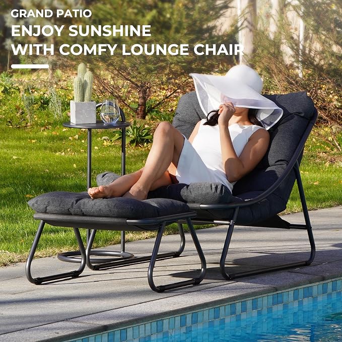 Grand patio Outdoor Chair with Ottoman, Comfy Lounge Chair with Puffy Cushion - Image 7
