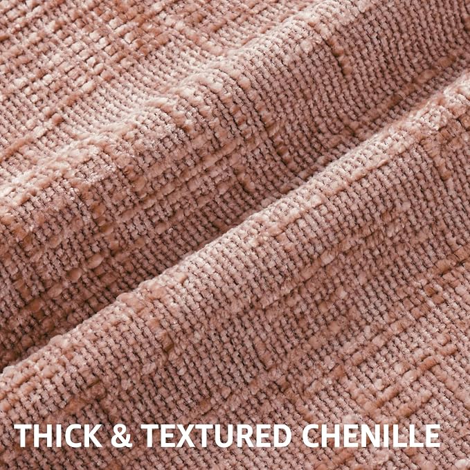 decorUhome Summer Pink Chenille Throw Pillow Covers 16x16 Set of 2 Textured - Image 2