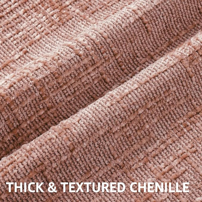 decorUhome Summer Pink Chenille Throw Pillow Covers 20x20 Set of 2 Textured - Image 2