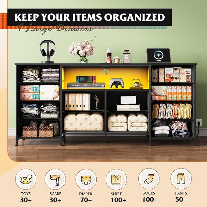 WLIVE 12 Drawer Dresser for Bedroom, 75 inch TV - Image 5