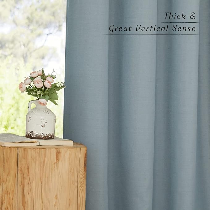NICETOWN Flax Stone Blue Linen Curtains - Image 3