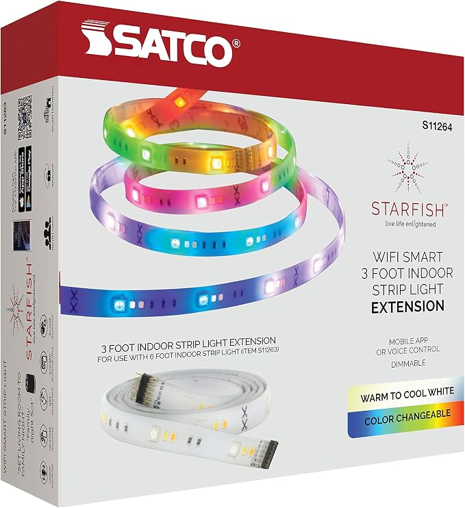 Satco S11264 Starfish 3-Foot Indoor Extension WiFi Smart LED Color-Changing - Image 9