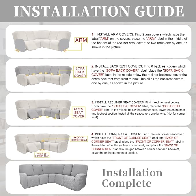 100% Waterproof Sectional Recliner Couch Covers - Image 7