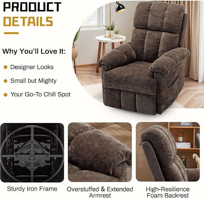Korser Recliner Chair, Swivel Rocker Recliner Chair - Image 5