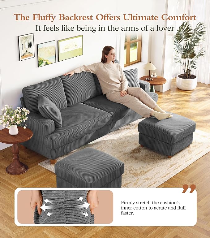Kidirect 87in U Shaped Couch, Modular Sofa No Tool Assembly, Comfy Sectional - Image 4