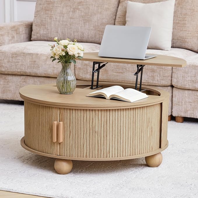 Fluted Round Lift Top Coffee Table - Image 6